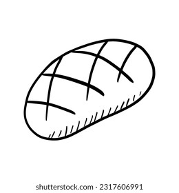 Hand drawn bread doodle illustration. Organic ecological food. Vector sketch isolated on white