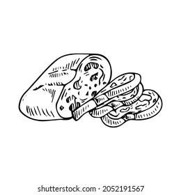 Handgezeichnete Brotdoodle. Bio-ökologisches Lebensmittelvektorbild