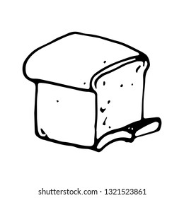 Hand Drawn bread doodle. Sketch style icon. Decoration element. Isolated on white background. Flat design. Vector illustration.