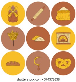 Hand drawn bread harvest objects