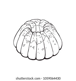 Hand drawn bread isolated on white background. Cake icon vector illustration in sketch style.