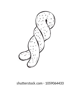 Hand drawn bread isolated on white background. Bun icon vector illustration in sketch style.