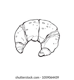 Hand drawn bread isolated on white background. Pastry icon vector illustration in sketch style.