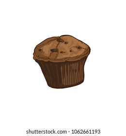 Hand drawn bread isolated on white background. Maffin icon vector illustration in sketch style.