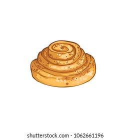 Hand drawn bread isolated on white background. Pastry icon vector illustration in sketch style.