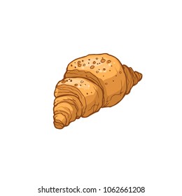Hand drawn bread isolated on white background. Croissant icon vector illustration in sketch style.