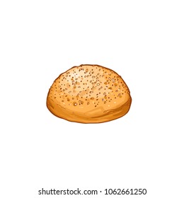 Hand drawn bread isolated on white background. Bun icon vector illustration in sketch style.