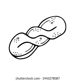 Hand drawn bread isolated on a white background. Doodle, simple outline illustration. It can be used for decoration of textile, paper.