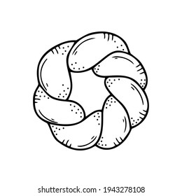 Hand drawn bread isolated on a white background. Doodle, simple outline illustration. It can be used for decoration of textile, paper.