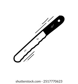 Ilustração De Faca De Pão Desenhado À Mão. Vetor Doodle. Isolado no plano de fundo branco - EPS 10 Vetor