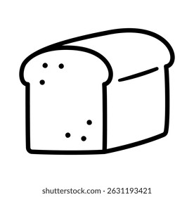 Hand drawn bread loaf doodle icon. Black and white drawing, vector clip art illustration.