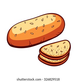 Hand drawn bread on the white background. Vector illustration.