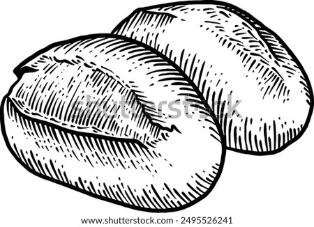 Hand drawn Bread Rolls Sketch Illustration