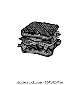 hand drawn bread with salad and tomato logo Ideas. Inspiration logo design. Template Vector Illustration. Isolated On White Background