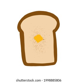 Hand drawn bread toast with melted butter vector illustration