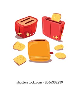 Hand drawn bread toaster set