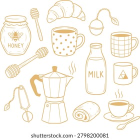 Hand drawn breakfast items