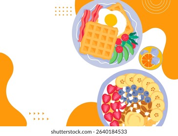 hand drawn breakfast and morning foods vector illustration