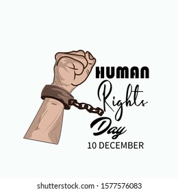 Hand drawn breaking chain, Human Rights Day poster, vector Illustration.World human rights day concept