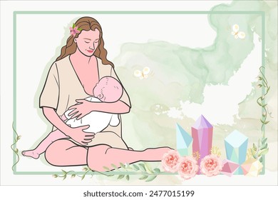 Hand drawn breastmilk vector illustration.
