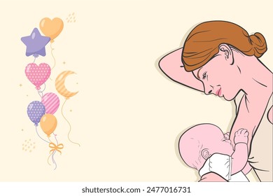 Ilustración vectorial de leche materna extraída a mano.