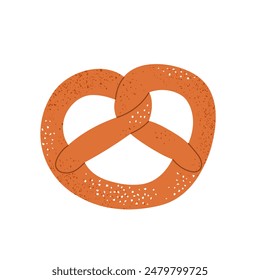 Handgezeichnete Bretzel oder Brezel mit Salztradition Brot aus Deutschland. Straßensnack zum Oktoberfest. Vektorgrafik flache Abbildung.