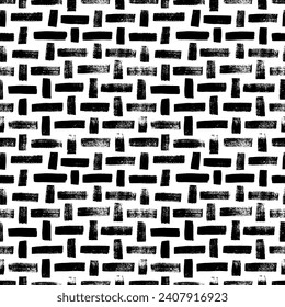 Hand drawn brick or textile seamless texture. Seamless pattern with weave motif. Horizontal or vertical bold brush strokes. Cotton or linen abstract motif. Striped weave fabric texture.