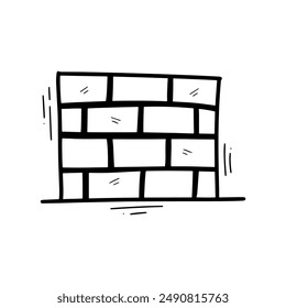 Hand Drawn Brick Wall Illustration. Doodle Vector. Isolated on White Background - EPS 10 Vector