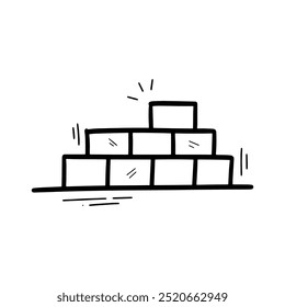 Ilustração De Parede De Tijolo Desenhada À Mão. Vetor Doodle. Isolado no plano de fundo branco - EPS 10 Vetor