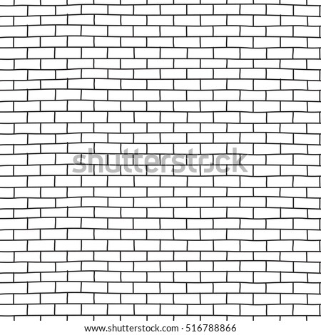 Hand Drawn Brick Wall Seamless Pattern Stock Vector (Royalty Free