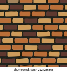 Hand drawn brick wall texture background seamless pattern vector illustration.