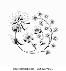 Hand drawn bridal bouquet. Vector flower bouquet illustration for wedding invitations, save the date card, stationery and design.