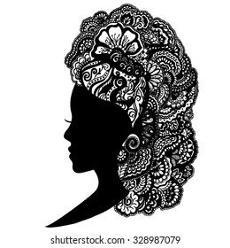 Portrait Beautiful African Woman Earring Profile Stock Vector (Royalty ...