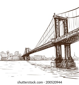 Hand drawn bridge, vector illustration