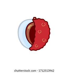 Hand drawn bright color icon of lychees fruit isolated on white background. Sweet tropical fruit. Simple minimal flat style. Logo design. Vector illustration