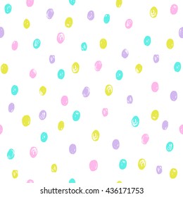 Hand drawn bright dots pattern. Vector seamless illustration
