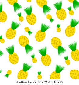 Hand drawn bright pineapples illustration background
