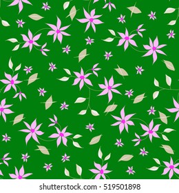 Hand drawn bright seamless floral pattern with small pretty flowers and leaves made with soft pastel light colors on contrast background Elegant retro ornament for fabric, textile, wallpaper, wrapping