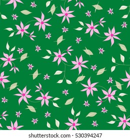 Hand drawn bright seamless floral pattern with small pretty flowers and leaves made with soft pastel light colors on contrast background Elegant retro ornament for fabric, textile, wallpaper, wrapping