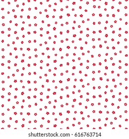 Hand drawn bright seamless floral pattern with pretty flowers in beige and red colors on a white. Elegant retro ornament for fabric, textile, wallpaper, wrapping. Vector illustration.