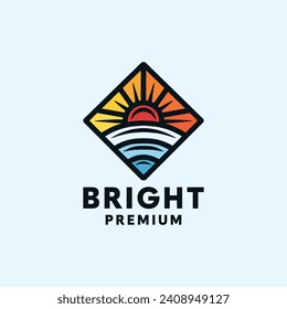 Símbolo del logotipo de Sol brillante dibujado a mano Ilustración del diseño Icono Emblema del vector