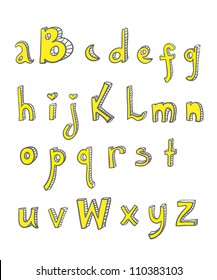 Hand Drawn Bright Yellow Alphabet Letters