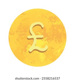 Hand drawn british pound Gold currency symbol Brush stroke doodle Single element for design