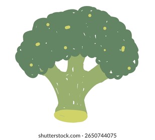 Brócolis desenhado à mão em tons verdes sobre fundo branco