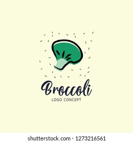 Hand Drawn Broccoli logo. Vector illustrations for food and drink, restaurant and bar, menu, fruit market. 