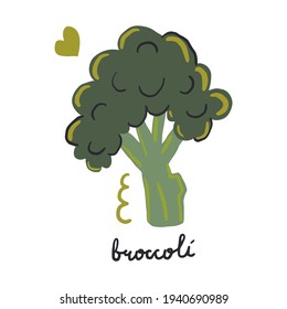 Brocoli dibujado a mano. Ilustración plana moderna.