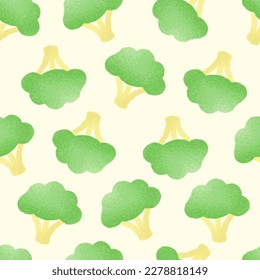 hand drawn brocoli cute seamless pattern