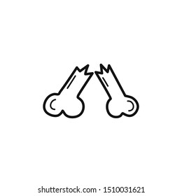 Hand drawn broken bone isolated on a white. Sketch. Vector illustration.