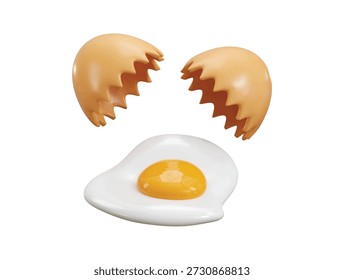 Hand Drawn Broken Egg icon 3d render concept of protein and yolk flowed out of a cracked egg icon vector illustration