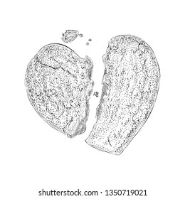 Hand Drawn Broken Heart Cookie Illustration 